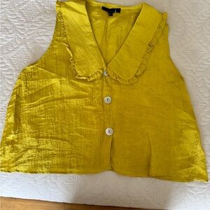 Broadway 38 Yellow Ruffled Collar Button-Up Top